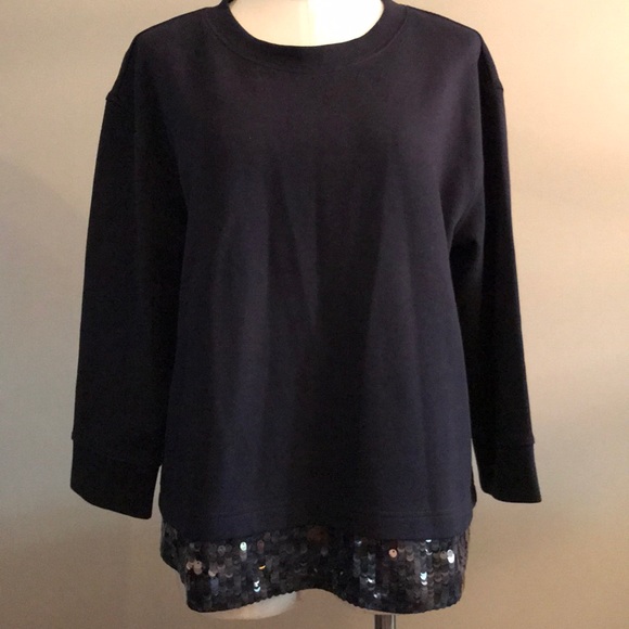 J. Crew Tops - J. Crew sequined bottom sweatshirt - navy